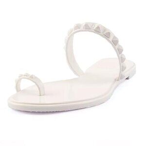 Beach Bunny Swimwear Maria Flat Sandal by Carmen Sol - White Size 7White / 7